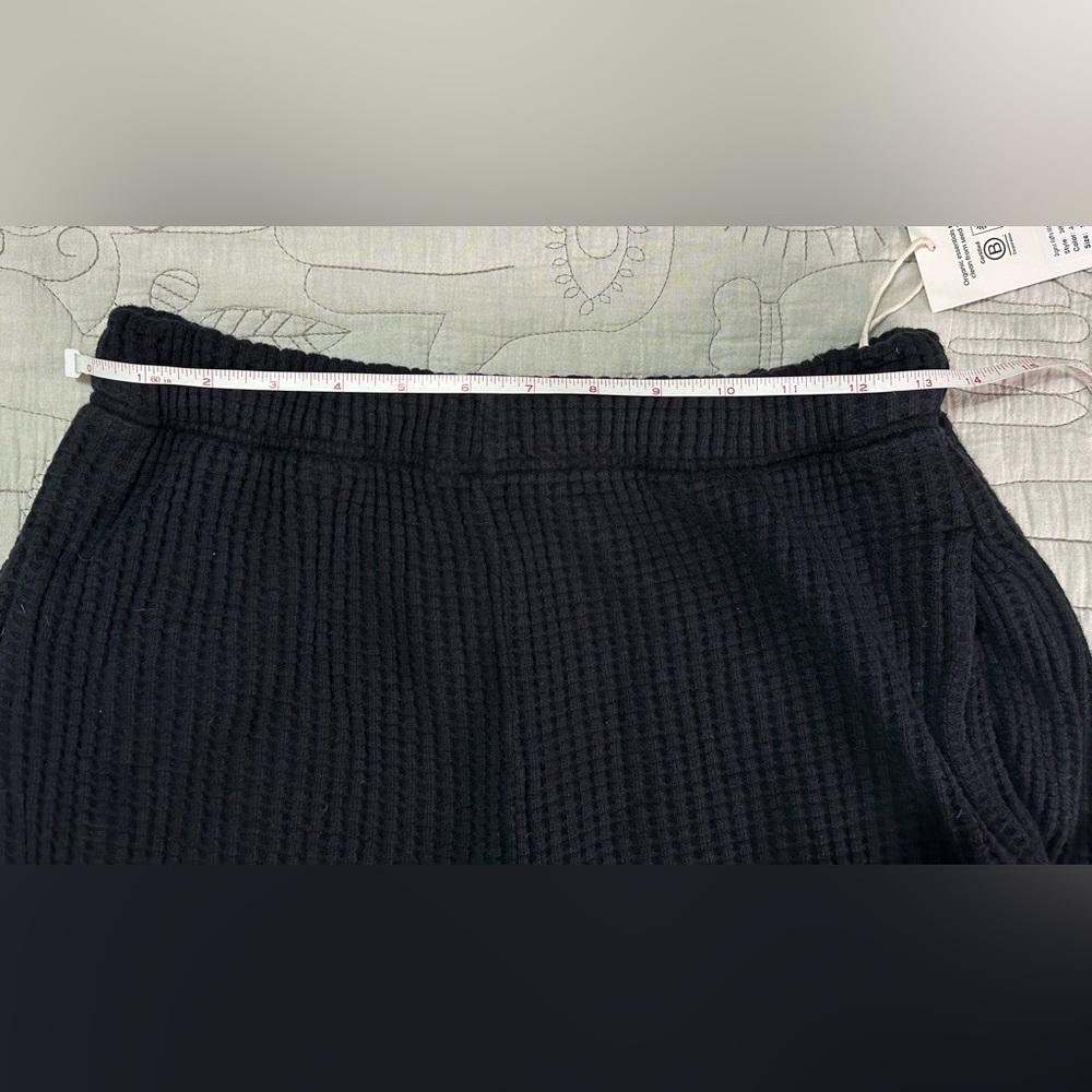 NEW Mate the Label Organic Cotton Waffle Wide Leg Pant Sz Small Black MSRP $148 - Picture 4 of 9